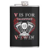 V is for Valentine, V-Twin Motorcycle. Biker Heupfles (Voorkant)