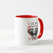 V is for Valentine, V-Twin Motorcycle. Biker Mok (Voorkant rechts)