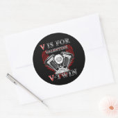 V is for Valentine, V-Twin Motorcycle. Biker Ronde Sticker (Envelop)