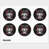 V is for Valentine, V-Twin Motorcycle. Biker Ronde Sticker (Vel)