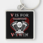 V is for Valentine, V-Twin Motorcycle. Biker Sleutelhanger (Voorkant)