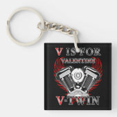 V is for Valentine, V-Twin Motorcycle. Biker Sleutelhanger (Voorkant)