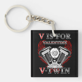 V is for Valentine, V-Twin Motorcycle. Biker Sleutelhanger