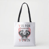 V is for Valentine, V-Twin Motorcycle. Biker Tote Bag (Voorkant)