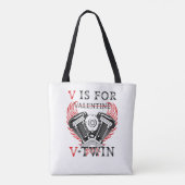V is for Valentine, V-Twin Motorcycle. Biker Tote Bag (Achterkant)