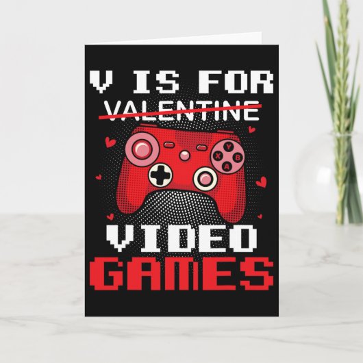 V Is For Valentine Video Gamer Valentines For Kids Kaart (Voorkant)