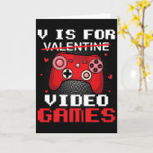 V Is For Valentine Video Gamer Valentines For Kids Kaart (Gele Bloem)