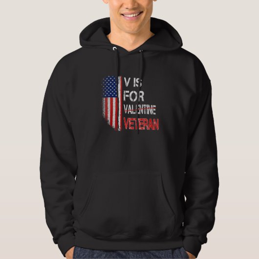V Is For Veteran Valentine's Day US Flag Hoodie (Voorkant)