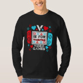 V Is For Video Games Controller Game Valentines Da T-shirt (Voorkant)