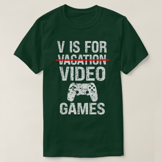 V Is For Video Games Funny Vacation Retro Gamer Bo T-shirt (Design voorkant)