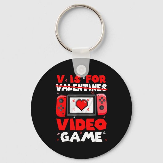 V Is For Video Games Funny Valentines Day Gamer Bo Sleutelhanger (Voorkant)
