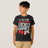 V Is For Video Games Funny Valentines Gamer Love  T-shirt (Voorkant volledig)