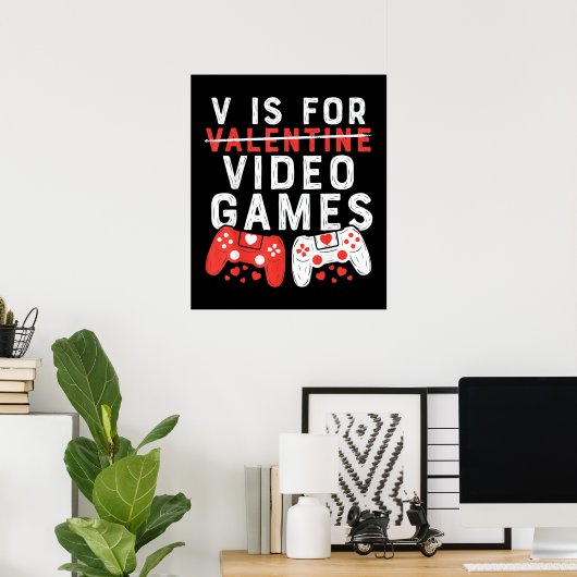 V is for Video Games Poster (Thuiskantoor)