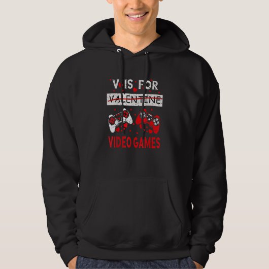 V Is For Video Games Shirt Valentines Day Gamer Bo (Voorkant)