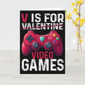 V Is For Video Games Valentine Gamer Valentines Da Kaart (Gele Bloem)