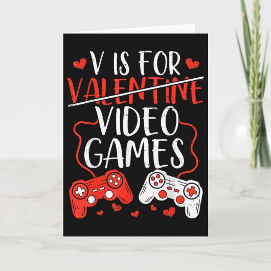 V Is For Video Games Valentine Gamer Valentines Da Kaart (Voorkant)
