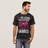 V Is For Video Games Valentine Gamer Valentines Da T-shirt (Voorkant volledig)