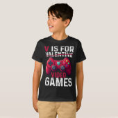 V Is For Video Games Valentine Gamer Valentines Da T-shirt (Voorkant volledig)
