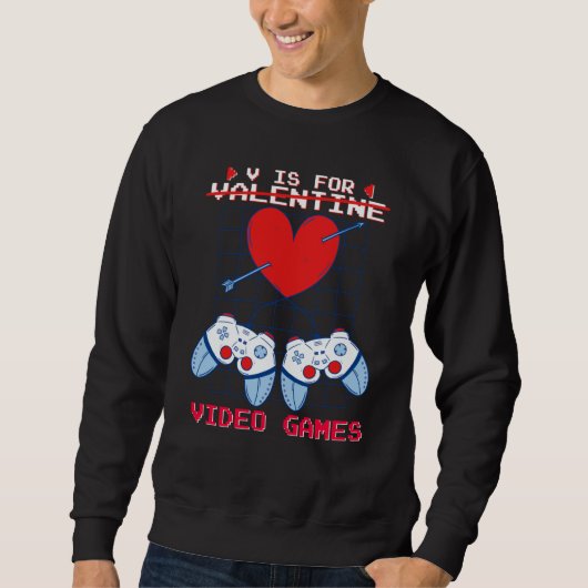 V is for Video Games Valentines Day Gamer Boys Gam Trui (Voorkant)