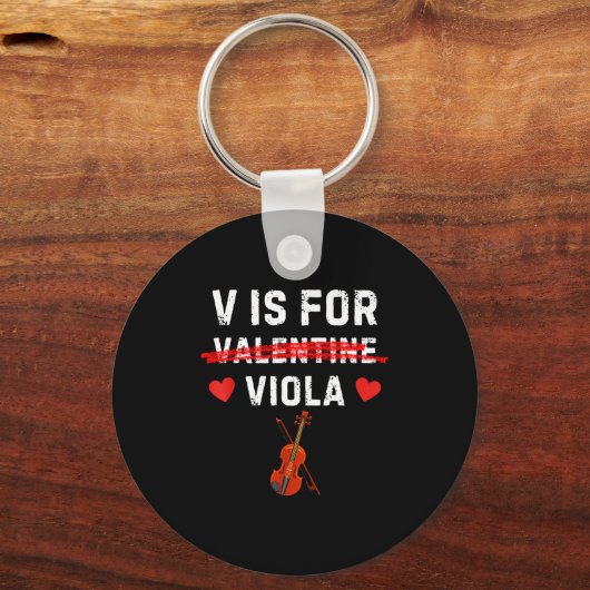 V Is For Viola Funny Violist Music Valentine  Sleutelhanger (Voorkant)