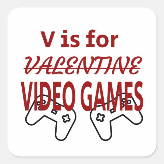 V is voor de valentijn Video Game Vierkante Sticker (Voorkant)