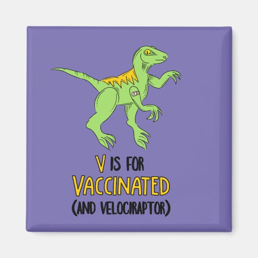 V is voor gevaccineerde en Velociraptor Magneet (Voorkant)
