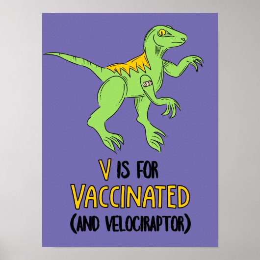 V is voor gevaccineerde en Velociraptor Poster (Voorkant)