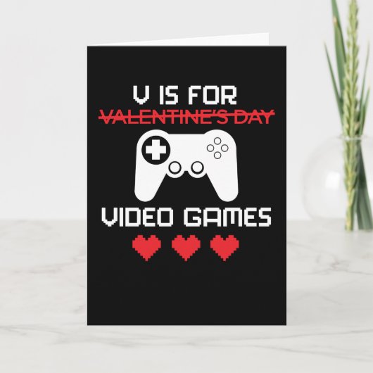 V Is Voor Grappige Valentijnskaarten Voor Gamer Ma Kaart (Voorkant)