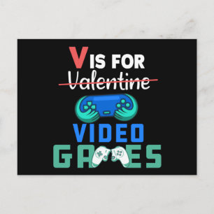 V is voor grappige Valentijnskaarten voor gamers Briefkaart