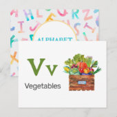 V is voor groenten - Alphabet Flash Kaart (Voorkant / Achterkant)
