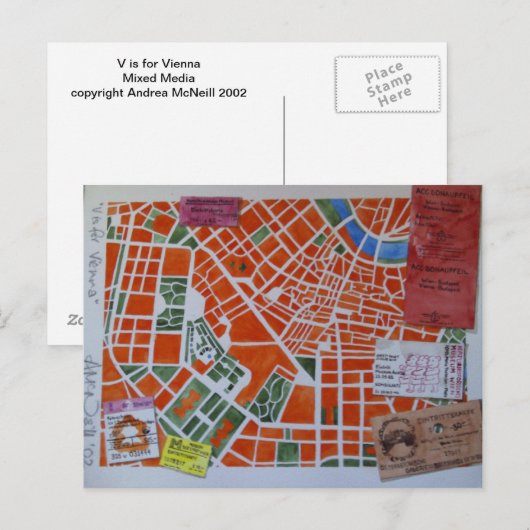 V is voor het briefkaart van Wenen (Voorkant / Achterkant)