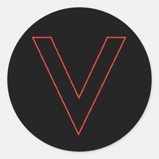 V is voor overwinning ronde sticker (Voorkant)