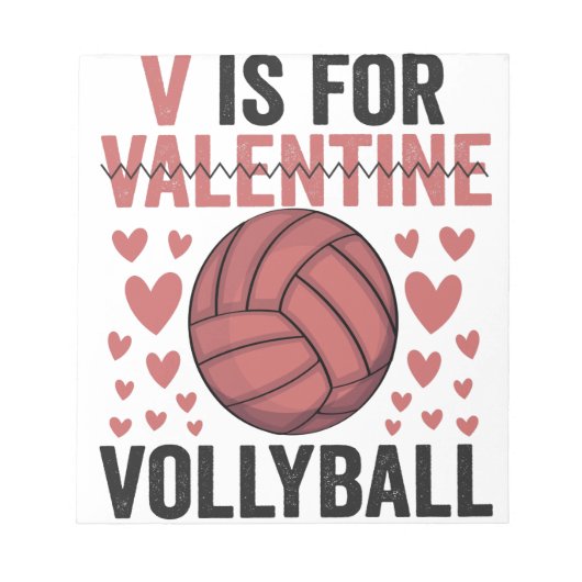 V is voor Valentijn Funny Volleyball Sport Lovers Notitieblok (Voorkant)