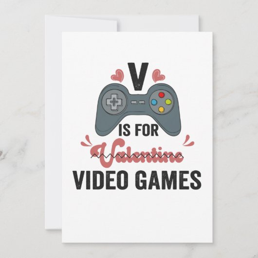 V is voor Valentijn grappige videogames-overs Bedankkaart (Voorkant)