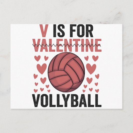 V Is Voor Valentijn Grappige Volleybal Sportliefhe Briefkaart (Voorkant)