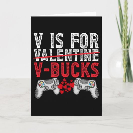 V is voor Valentijn V-bucks Grappige Videogames Kaart (Voorkant)