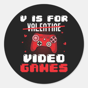 V is voor Valentijn video gamer Valentijnse  voor  Ronde Sticker