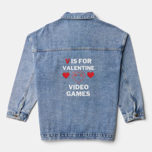 V is voor Valentijn Videogames Denim Jacket (Achterkant)
