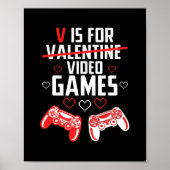 V is voor Valentijnsdag van videogames Gamer jonge Poster (Voorkant)