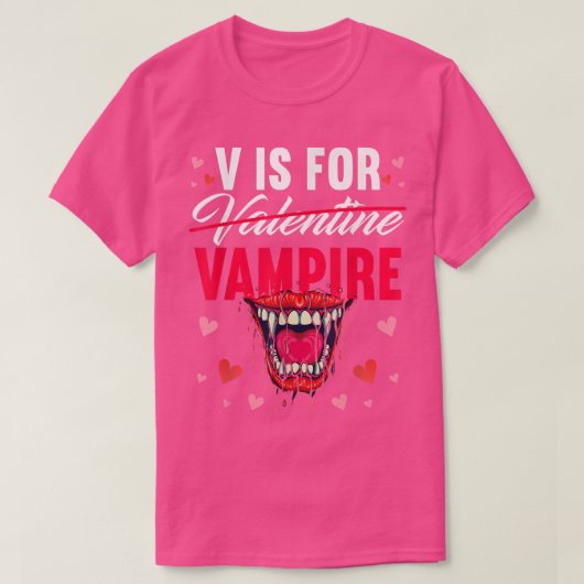 V is voor Vampier Vampier T Valentijn Vampire 663 T-shirt (Design voorkant)