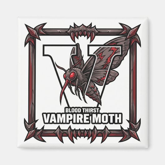 V is voor Vampire Moth – GTA Style ABC Leren Magneet (Voorkant)