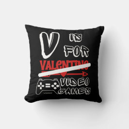 V IS VOOR VIDEO GAMES grappige dag van de valentij Kussen