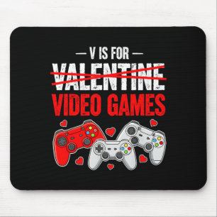 V is voor videogame Funny Valentines Day Gamer Boy Muismat