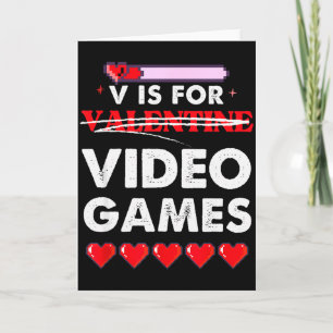 V is voor videogame Valentijn Gamer Hartjes  Kaart