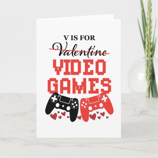V is voor videogames anti-valentijnsdag kaart (Voorkant)