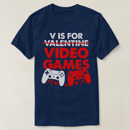V is voor videogames Boy Mannen Gift Funny Valenti T-shirt (Design voorkant)