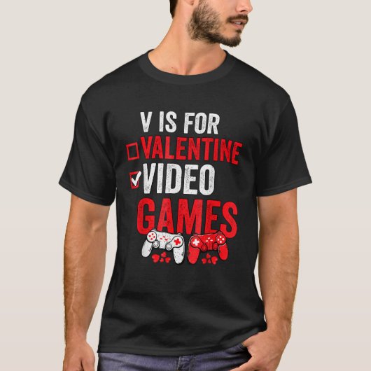 V is voor videogames controllers Funny Gamers Vale T-shirt (Voorkant)