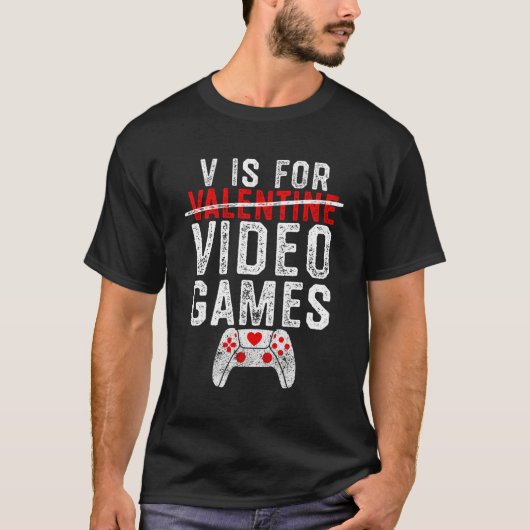 V is voor videogames dag gamer t-shirt (Voorkant)