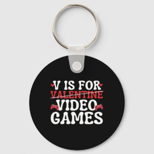 V is voor videogames Funny Anti-Valentijnsdag Gam Sleutelhanger