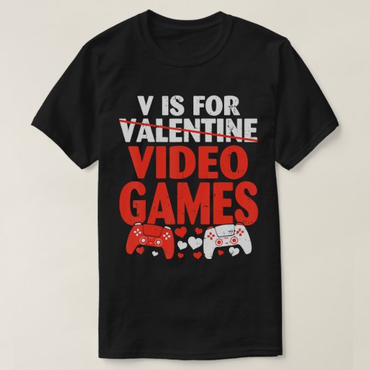 V is voor videogames Funny Boy Mannen Valentijnsda T-shirt (Design voorkant)